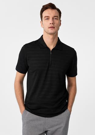 Ts1014000438 Erkek Siyah Polo Yaka T-shirt - 1