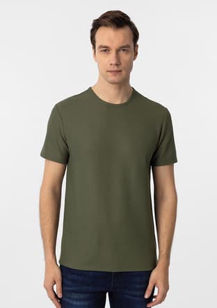 Ts1014000413 Erkek Yeşil O Yaka T-shirt - 1