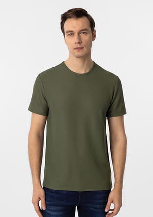 Ts1014000413 Erkek Yeşil O Yaka T-shirt - 3