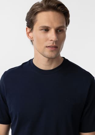Ts1014000412 Erkek Lacivert O Yaka T-shirt - 3