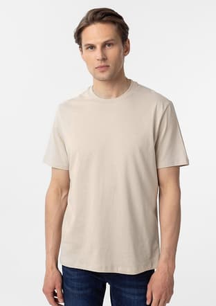 Ts1014000412 Erkek Bej O Yaka T-shirt - 1