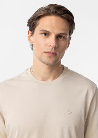 Ts1014000412 Erkek Bej O Yaka T-shirt - 3
