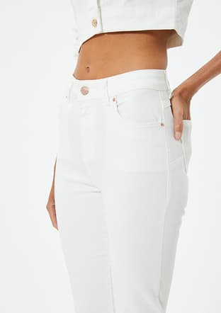 4Sal40070Md Kadın Beyaz Jean Pantolon - 4
