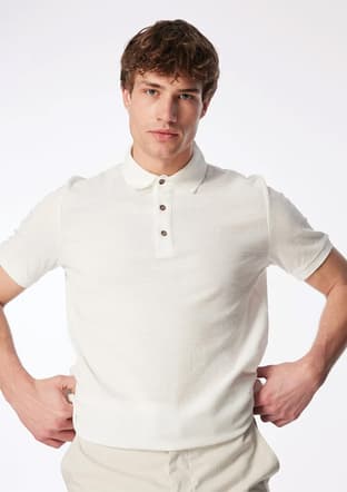 242 Lcm 242026 Erkek Beyaz Polo Yaka T-shirt - 1