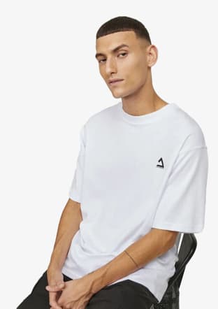 12253435 Erkek Beyaz Bisiklet Yaka T-shirt - 3