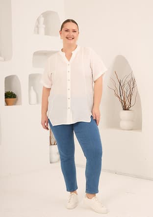 RMG - O6844 Kadın Ekru Basic Bluz - 2