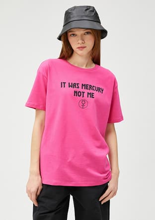 3Sal10238Ik Kadın Pembe Baskılı T-shirt - 1