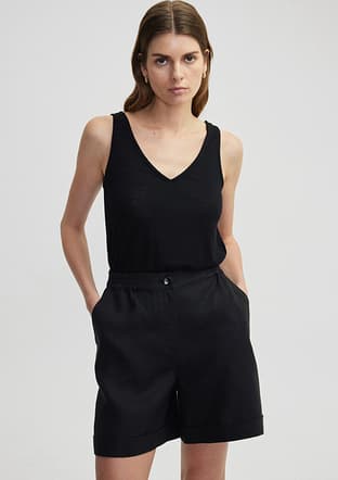 Is1250070183 Kadın Siyah V Yaka T-shirt - 1