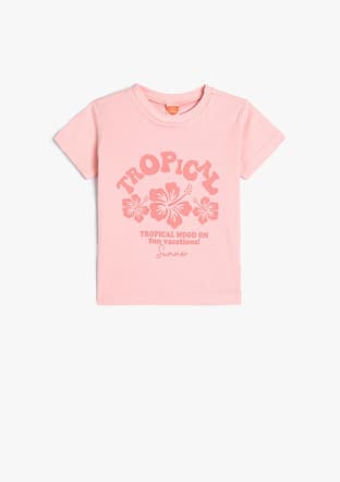 4Smg10021Ak Kız Çocuk Pembe Bisiklet Yaka T-shirt - 1