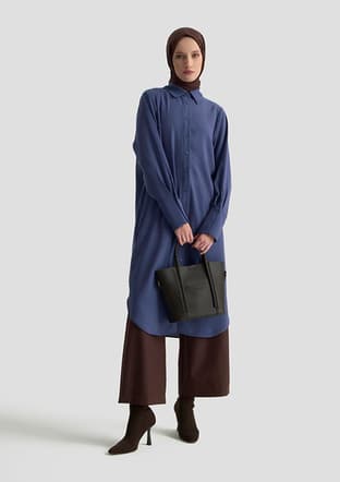 25Kd1017 Kadın Lacivert Gömlek - 2
