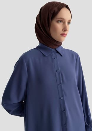 25Kd1017 Kadın Lacivert Gömlek - 4