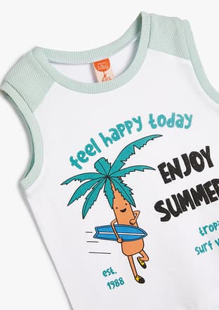 4Smb30011Tk Erkek Çocuk Beyaz Baskılı T-shirt - 3