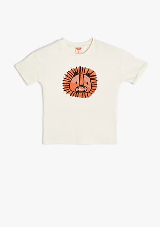 4Smb10157Tk Erkek Çocuk Beyaz Baskılı T-shirt - 1