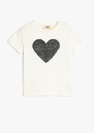 5Skg10076Ak Kız Çocuk Beyaz Baskılı T-shirt - 1
