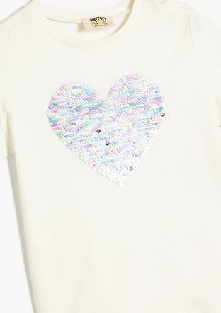 5Skg10076Ak Kız Çocuk Beyaz Baskılı T-shirt - 3