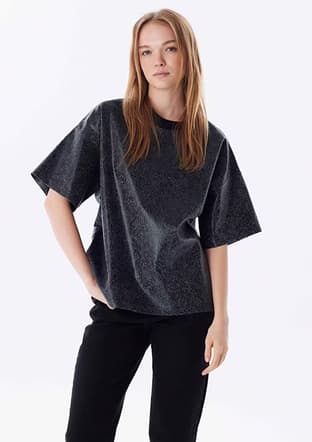 Tw6240070051 Kadın Siyah T-shirt - 1