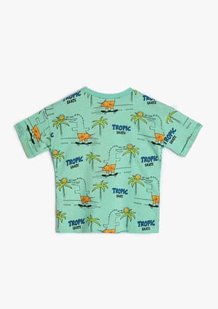 4Smb10033Tk Erkek Çocuk Yeşil Baskılı T-shirt - 2