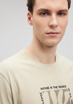 M0612033-70186 Erkek Bej Baskılı T-shirt - 3