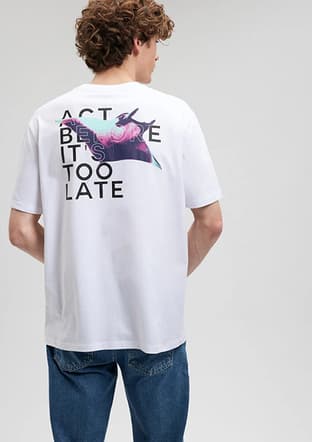 M0612077-620 Erkek Beyaz Baskılı T-shirt - 2