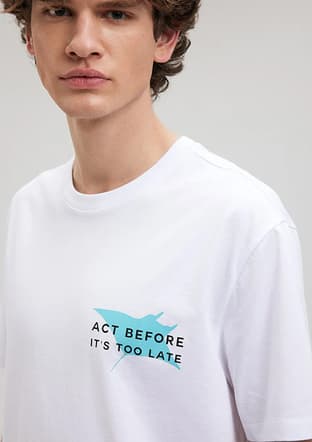 M0612077-620 Erkek Beyaz Baskılı T-shirt - 3