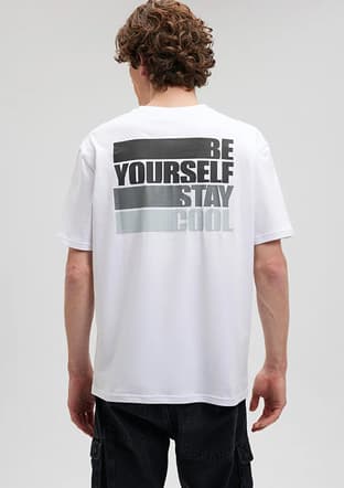 M0612111-620 Erkek Beyaz Baskılı T-shirt - 2