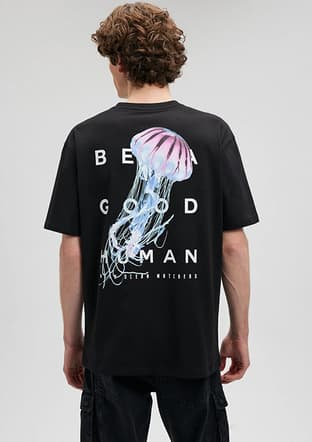 M0612082-900 Erkek Siyah Baskılı T-shirt - 2