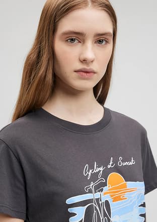 M1612397-70087 Kadın Siyah Baskılı T-shirt - 3