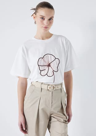 Is1240070227 Kadın Beyaz Kısa Kol T-shirt - 1