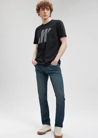 M066000-900 Erkek Siyah Baskılı T-shirt - 1