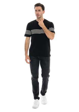 24Yjeeo03006 Erkek Siyah Bisiklet Yaka T-shirt - 1