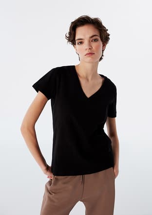 Ts1240070073 Kadın Siyah Kısa Kol T-shirt - 1