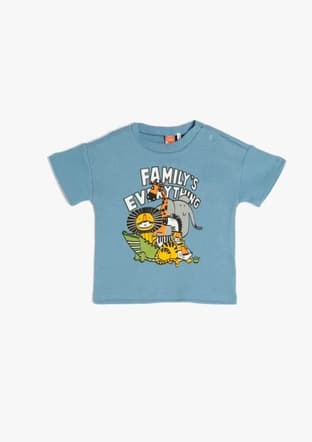 3Smb10153Tk Erkek Çocuk Mavi Bisiklet Yaka T-shirt - 1