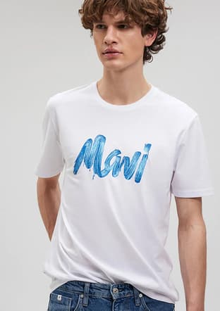 M0611321-620 Erkek Beyaz Baskılı T-shirt - 3