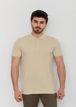 23Yceeo04613 Erkek Bej Polo Yaka T-shirt - 1