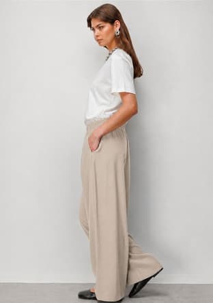 - M2MZ1010130260 Kadın Bej Beli Lastikli Modal Dokulu Pantolon - 3