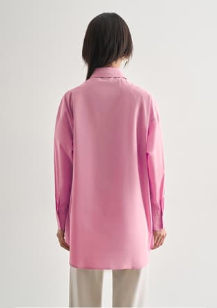 - M2MZ1030130072 Kadın Pembe Premium Saf Pamuk Oversize Gömlek - 2