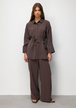 - M2MZ1030210256 Kadın Kahverengi D Tokalı Modal Dokulu Tunik - 1