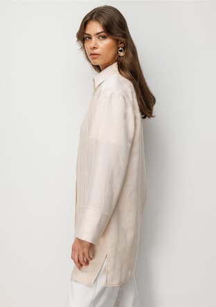 - M2MZ1030210249 Kadın Bej Armürlü Modern Kesim Uzun Tunik - 3