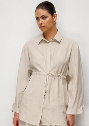 - M2MZ1030210247 Kadın Bej Beli Büzgülü Modal Dokulu Tunik - 1