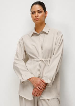- M2MZ1030210247 Kadın Bej Beli Büzgülü Modal Dokulu Tunik - 2