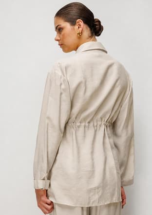 - M2MZ1030210247 Kadın Bej Beli Büzgülü Modal Dokulu Tunik - 4