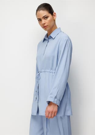 - M2MZ1030210247 Kadın Mavi Beli Büzgülü Modal Dokulu Tunik - 2