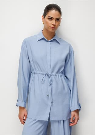 - M2MZ1030210247 Kadın Mavi Beli Büzgülü Modal Dokulu Tunik - 3