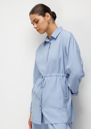 - M2MZ1030210247 Kadın Mavi Beli Büzgülü Modal Dokulu Tunik - 4