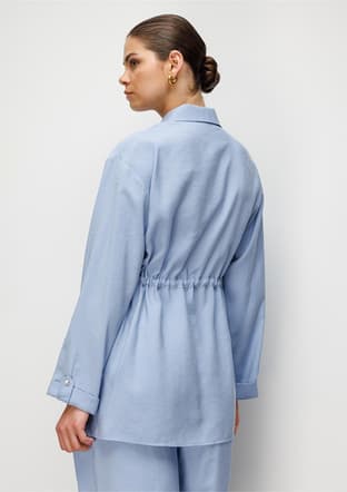 - M2MZ1030210247 Kadın Mavi Beli Büzgülü Modal Dokulu Tunik - 5