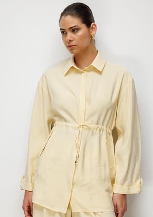 - M2MZ1030210247 Kadın Sarı Beli Büzgülü Modal Dokulu Tunik - 1