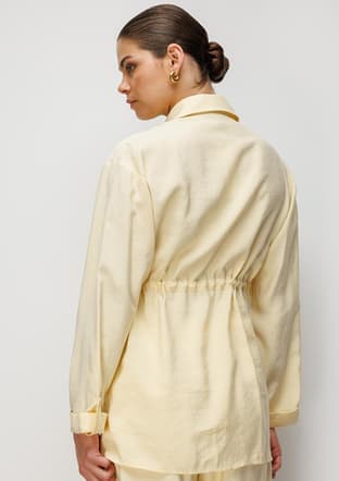 - M2MZ1030210247 Kadın Sarı Beli Büzgülü Modal Dokulu Tunik - 4