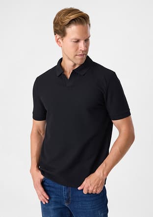 BTS1008200000 Erkek Siyah Polo Yaka T-Shirt - 1