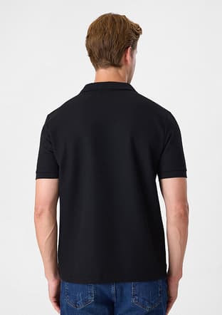 BTS1008200000 Erkek Siyah Polo Yaka T-Shirt - 5