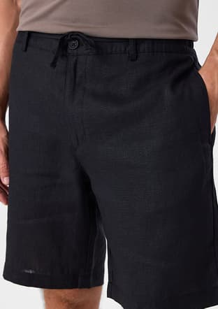 B35S36007 Erkek Siyah Keten Pantolon - 4